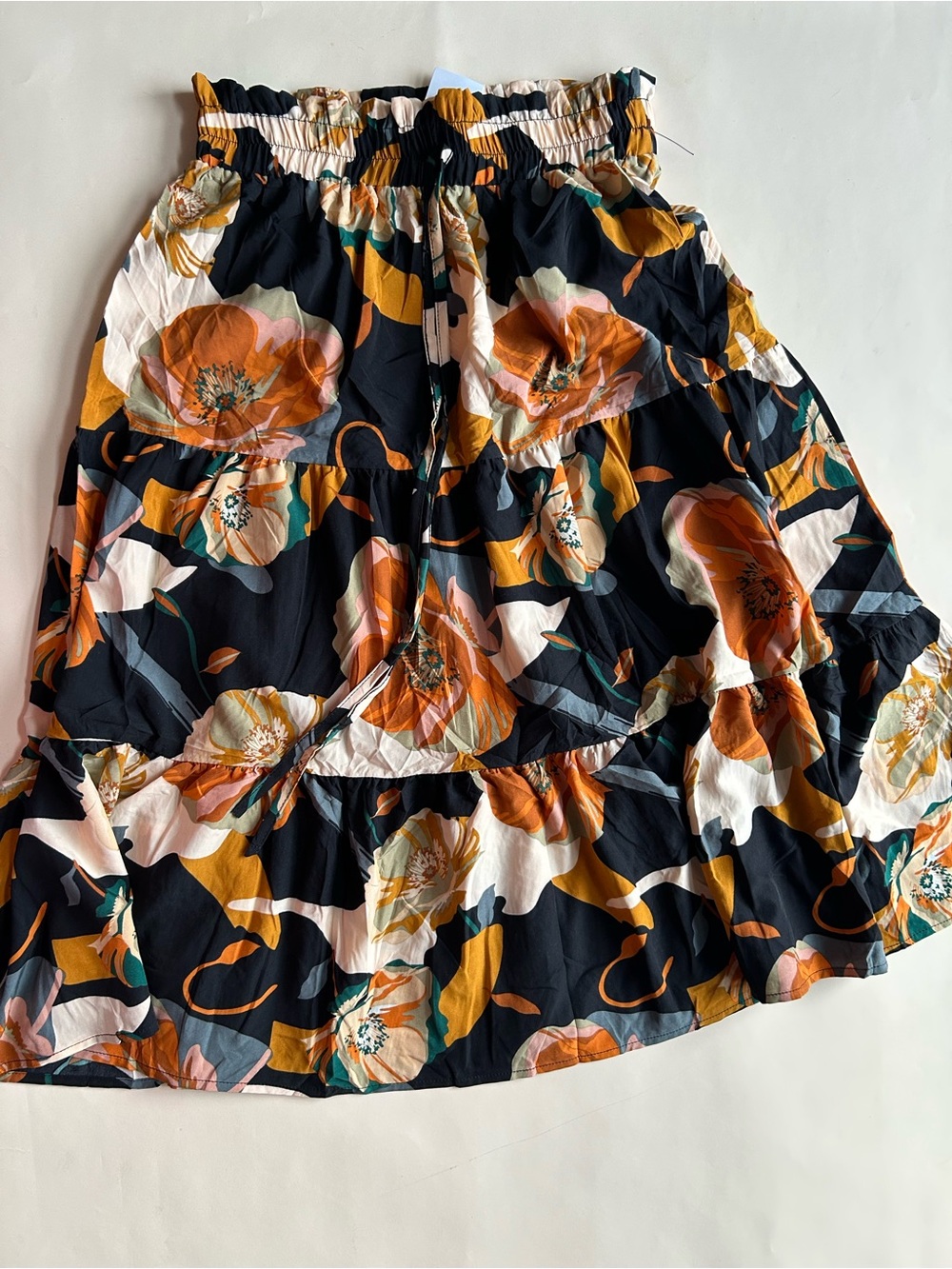 Floral Tiered Midi Skirt - Navy Multi size M - Picture 2 of 6